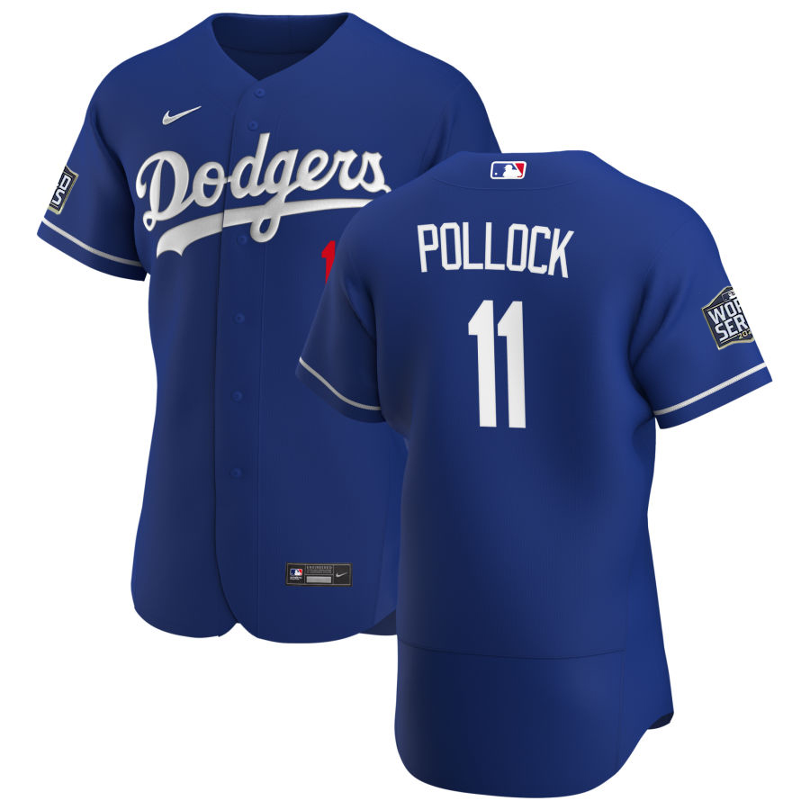 Los Angeles Dodgers #11 AJ Pollock Men Nike Royal Alternate 2020 World Series Champions Authentic Player MLB Jersey